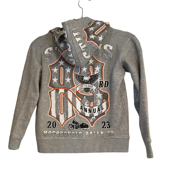 2023 Heather Gray White Sturgis Motorcycle Rally Bikercore Biker Sweatshirt S - Picture 1 of 16